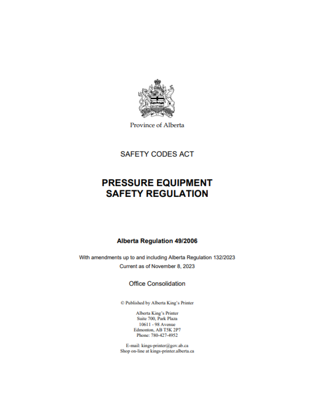 Pressure Equipment Safety Regulations