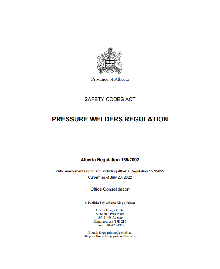 Pressure Welders Regulation