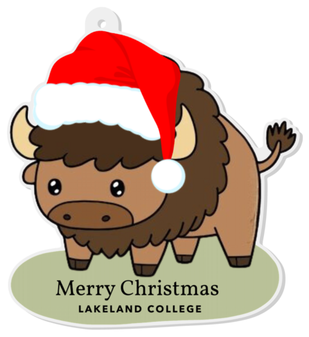 Santa Hat Bison Christmas Ornament